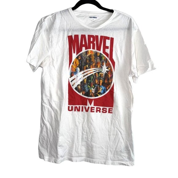 Old Navy Marvel Universe Graphic Tee White M 100% Cotton Crew Neck Short Sleeve - Picture 1 of 6